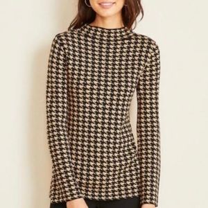 Ann Taylor Women Brown Black Print Mock Turtleneck Sweater
